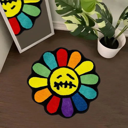 Vista 19 de Trippy Alfombra de Cara Feliz Alfombras Geniales Tufted de Secado Rápido Tapetes de Baño para Baño Antideslizantes Tapete de Baño Absorbente de Agua