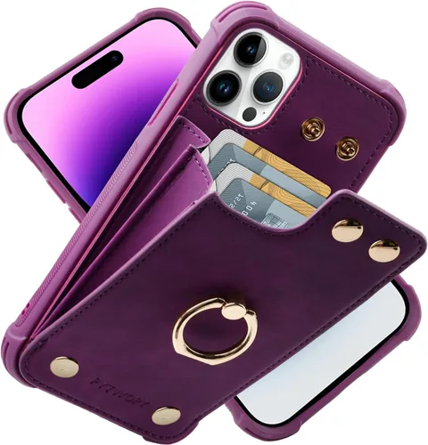 Vista 28 de Funda tipo cartera compatible con iPhone XR/10R con tarjetero de crédito, funda protectora de cuero a prueba de golpes compatible con anillo