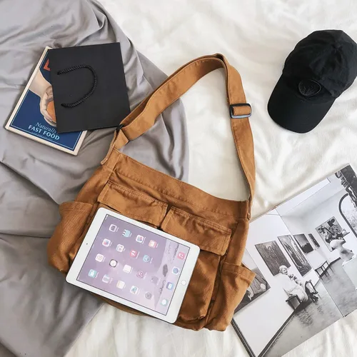 Vista 6 de Bolsos de lona de gran capacidad para mujeres y hombres, bolsos cruzados de hombro, bolso de mensajero para el trabajo, compras, viajes..