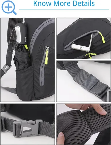 Vista 6 de Mochila cruzada para hombres y mujeres, mochila para el pecho, bolsa de hombro, gimnasio, ciclismo, viajes, deportes al aire libre