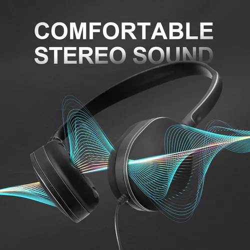 Vista 2 de Flutesan Paquete de 30 auriculares con cable, auriculares ajustables en la oreja con estéreo, auriculares para escuelas, laptop, viajes, avión, Negro