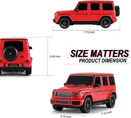 Vista 2 de Coche de control remoto a escala 1:24 para Mercedes G63, modelo de autos RC de 2.4 GHz, vehículo eléctrico de carreras deportivas, regalo para Rojo