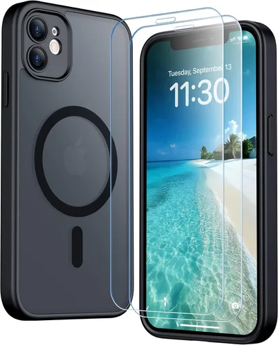 Vista 93 de SPIDERCASE Funda magnética translúcida diseñada para iPhone 11, con 2 protectores de pantalla de vidrio templado, antihuellas, para iPhone 11 de 6.1