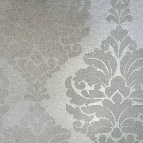 Vista 6 de Papel Pintado Flocado Gris Plata Metálico Flocado Damasco Terciopelo Revestimientos De Paredes 3D