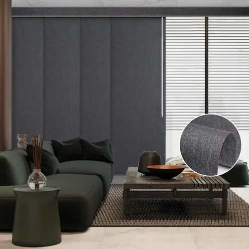 Vista 9 de Graywind - Paneles deslizantes manuales 100% opacos con control de varilla, persianas de privacidad para ventanas de patio, puertas corredizas