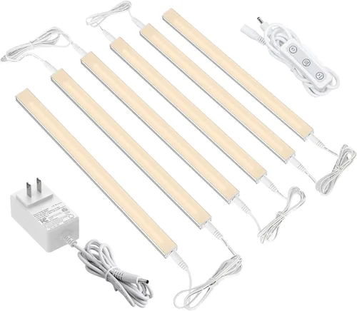 Vista 19 de ASOKO Luces LED regulables para debajo del gabinete, blanco cálido 3000 K, 3 piezas de 12 pulgadas conectables LED enchufe de iluminación