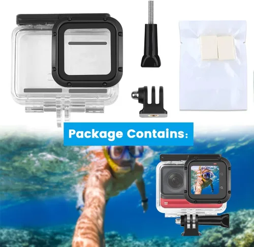Vista 6 de Funda de buceo para cámara de acción Insta360 ONE RS 4K Edition, carcasa impermeable para buceo subacuático, 196.9 ft/196 pies con accesorio