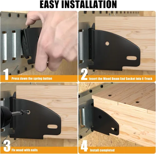 Vista 4 de Eapele 4 accesorios de enchufe de extremo de viga de madera E-Track, acero recubierto de zinc, compatible con 2x4 2x6, añade barras de bloqueo