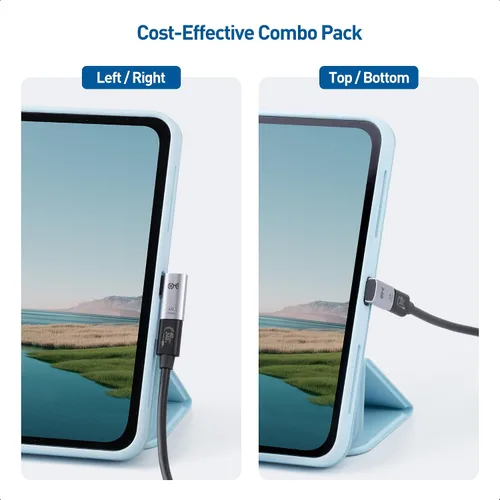 Vista 5 de Cable Matters Cable de monitor USB-C a USB-C de 6 pies con video 4K 60Hz, PD de 100 W, transferencia de datos de 5 Gbps y adaptador de ángulo recto