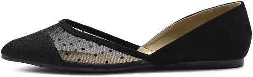 Vista 2 de Ollio Zapatos de mujer de gamuza sintética, diseño floral, malla de encaje, transpirables, punta puntiaguda, zapatos planos de ballet F90
