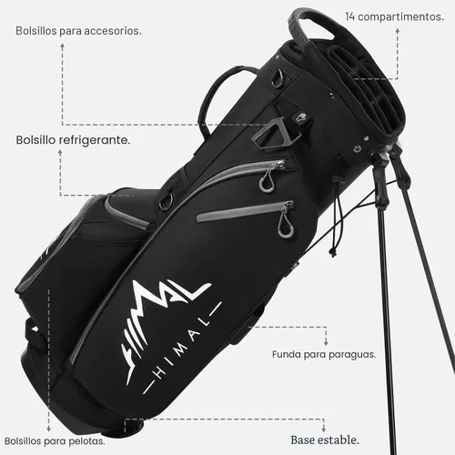 Vista 3 de GoHimal Lightweight 14-Way Golf Stand Bag for Men & Women Durable Club Bag, Dual Straps, Multiple Pockets, Rain Hood Included