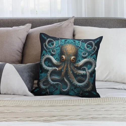 Vista 7 de Cojines Decorativos para Sala - Fundas de cojín cuadradas suaves de pulpo, 20 x 20 pulgadas, náutico, costero, playa, casa, vida marina, decoración