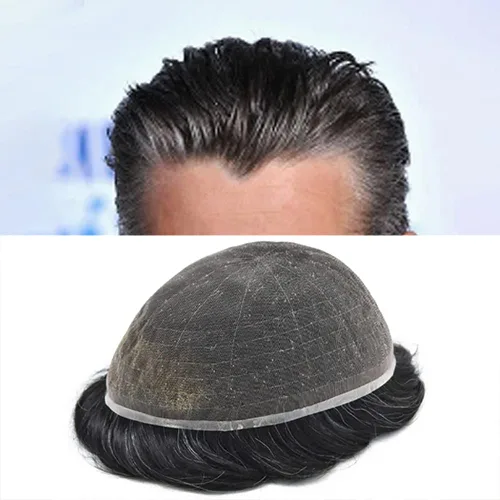 Vista 22 de Toupee para hombres completo francés encaje hombres toupee hairpieces 100% europeo sistema de reemplazo de cabello humano hombres piezas de pelo