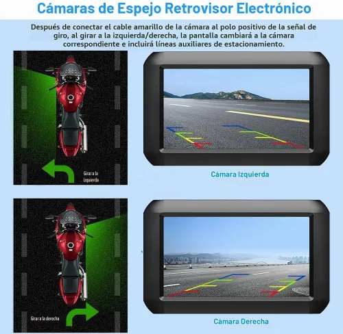 Vista 2 de VSYSTO Cámara WiFi para salpicadero de motocicleta, monitoreo de estacionamiento, GPS de 4 pulgadas, cámara de visión trasera de motocicleta