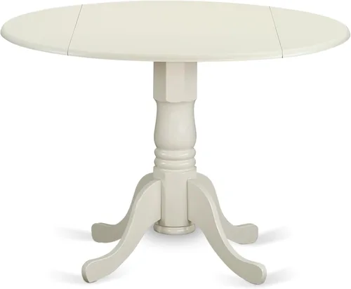 Vista 8 de East West Furniture DLT-BLK-T mesa de comedor redonda - con tapa redonda y 2 hojas desplegables y pata de pedestal, 42x29.5 pulgadas, acabado negro
