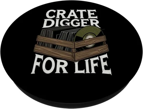 Vista 2 de Vinyl Record Collector Retro Music Turntable Lover PopSockets Adhesive PopGrip
