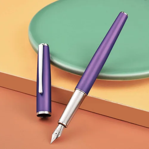 Vista 18 de Hongdian 920 - Pluma estilográfica de metal negro, chapado en oro rosa, pluma de escritura suave, pluma clásica con convertidor de tinta