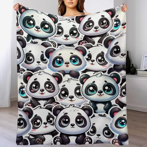 Vista 5 de Manta de panda – Mantas de franela suave para niñas, niños y mascotas, mantas cálidas de panda para todas las estaciones, sofá, regazo y silla, 40 x