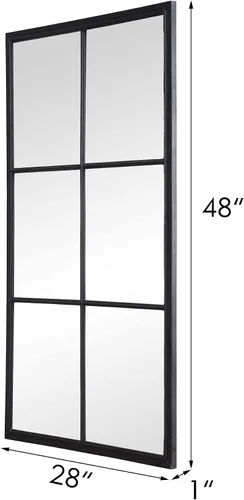 Vista 7 de PARISLOFT Espejo rectangular de pared alto, espejo de ventana con marco de metal para sala de estar, tocador de baño o dormitorio, decoración