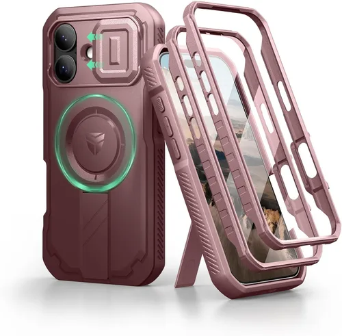 Vista 92 de Dexnor - Funda para iPhone 12 & iPhone 12 Pro con tapa deslizante para cámara, soporte ajustable y protector de pantalla integrado, carcasa