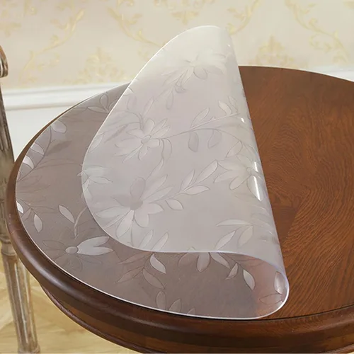 Vista 8 de Konsilsa Mantel de vinilo de PVC, redondo, transparente, fácil de limpiar, grueso, protector de mesa de escritorio, protector de mesa de larga