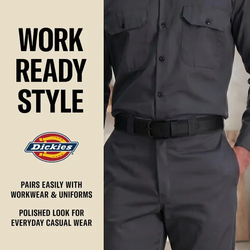 Vista 3 de Dickies cinturón de cuero auténtico para hombre – estilo casual duradero, tallas regulares y grandes y altas Negro