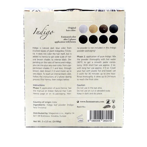 Vista 3 de Indigo Powder - Tinte para el cabello marrón a negro - Orgánico fresco y puro - 7oz - Indian Natural Hair Care