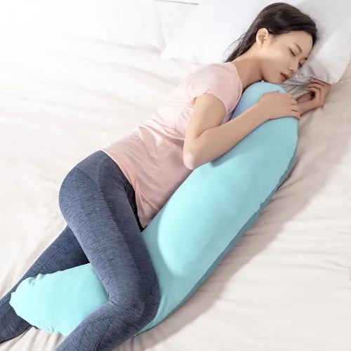 Vista 12 de BYRIVER Almohada de embarazo en forma de C con funda, almohada de rodilla para dormir de lado, rodillas, piernas, dolor de cadera, almohada
