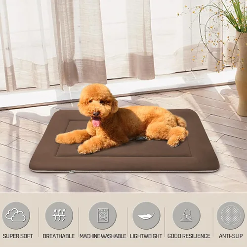 Vista 3 de Magic Dog Cama grande para perros – Almohadilla suave para jaula de 42 pulgadas, lavable a máquina, con parte inferior antideslizante, color café