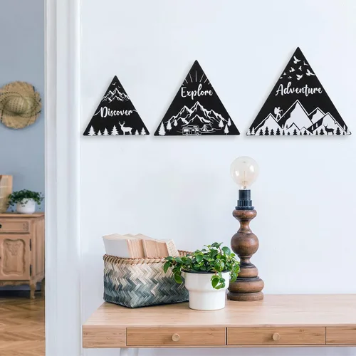 Vista 5 de Jetec Letrero de madera de montaña de 3 tamaños para cabaña, decoración de pared de montaña rústica, letrero de decoración de cabina de campamento