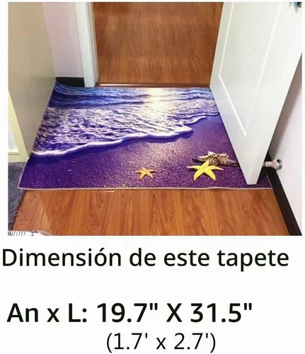 Vista 3 de Alfombra antiderrapante delgada, con impresión 3D, para salón, recámara, cocina, cuarto de baño, de ZaH