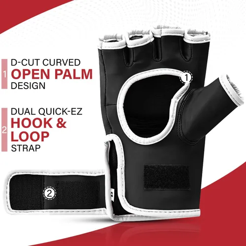Vista 7 de BEAST RAGE Guantes de artes marciales para hombres y mujeres, guantes de artes marciales para combate, palma ventilada, cuero vegano, lucha