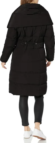 Vista 2 de Cole Haan - Abrigo de tafetano con plumón para mujer con frente de babero y capucha dramática