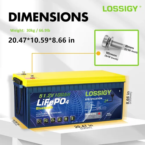 Vista 2 de LOSSIGY Batería de litio para carrito de golf de 48 V con cargador y monitor de litio de 18 A, kit de conversión de batería de 48 voltios, Bluetooth