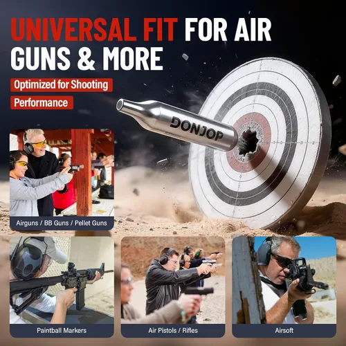 Vista 3 de 12G CO2 Cartridges Non-Threaded, CO2 cartridges BB Gun, CO2 BB Pistol, CO2 Airsoft Pistol, and C02 Paintball Markers,Snug Fit & Solid Seal