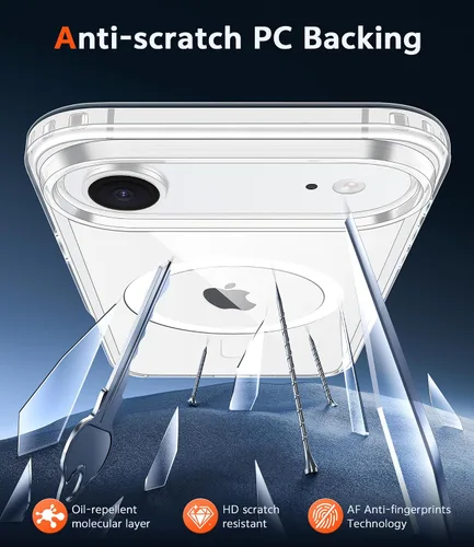 Vista 5 de FNTCASE para iPhone Air Case Clear: Fundas magnéticas para teléfono con protector de pantalla a prueba de caídas, compatibles con Magsafe, delgadas