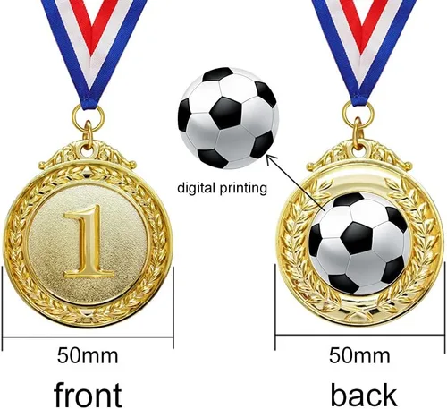 Vista 3 de Myartte Juego de 5 medallas de oro – Medallas de premio de estilo olímpico para deportes, competiciones, abejas de ortografía, recuerdos de fiesta