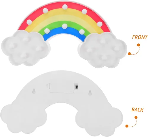 Vista 5 de Uonlytech Lámpara de modelado de arco iris, decoración de zorro, lámpara de escritorio decorativa, luz de neón arco iris, luz LED de escritorio