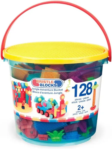 Vista 7 de Juego de bloques Battat Bristle Blocks de 113 piezas Interlocking blocks in bright colors and shapes with wheels for movable builds and easy
