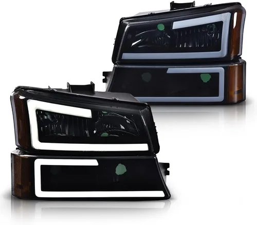Vista 18 de G-PLUS - Par de faros delanteros led para circulación diurna, lente transparente, carcasa negra, reflector ámbar