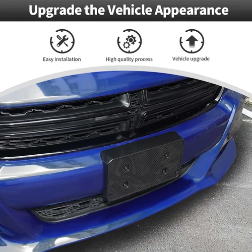 Vista 3 de CheroCar Compatible con 2015-2025 Dodge Charger Soporte de Montaje de Placa de Matrícula Delantera Marco de Soporte de Placa de Matrícula Porta