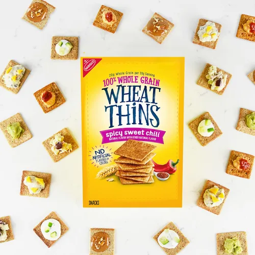 Vista 7 de Wheat Thins Snacks picantes de chile dulce, galletas de trigo integral, galletas de aperitivos, 8.5 onzas
