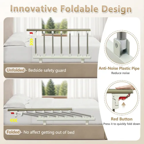 Vista 3 de Rieles de cama para adultos mayores de seguridad, asistencia plegable para personas mayores, barandillas de noche, barandillas laterales