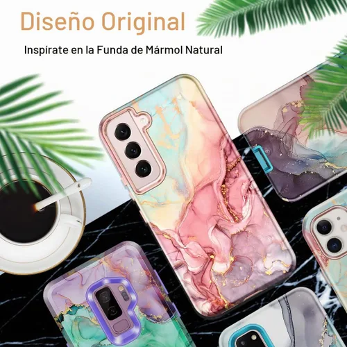 Vista 7 de Btscase Funda para Samsung Galaxy S22+/S22 Plus 5G, Patrón de Mármol 3 en 1 Resistente a Prueba de Golpes de Servicio Pesado Cuerpo Completo Rígida
