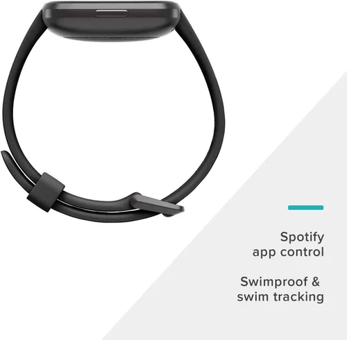 Vista 3 de Fitbit Versa 2 Smartwatch Carbon (negro) con bandas de bonificación (Oliva)