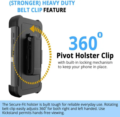 Vista 3 de Funda protectora híbrida a prueba de golpes, diseño de doble capa, cubierta dura compatible con 11 Pro Max (clip+negro-gris)