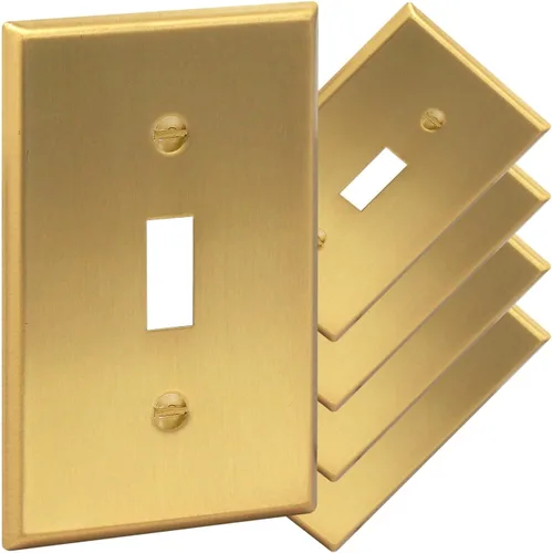 Vista 24 de Rio Salto Placa de pared de metal dorado en latón Placa de salida en blanco Cubierta para tomas de corriente no utilizadas Interruptor de pared de 1