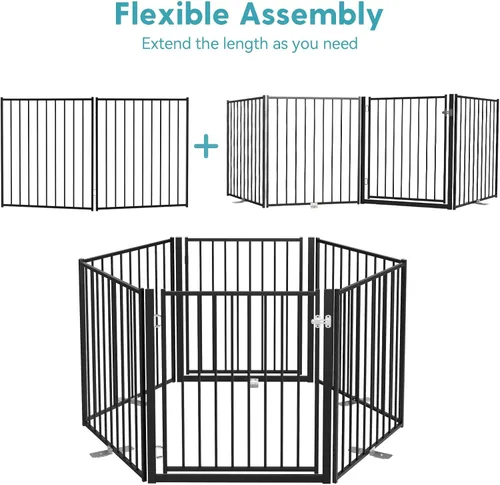 Vista 7 de No Pawblems - Puerta independiente para perros, valla plegable de 30 pulgadas de alto para interiores, extensión de puerta extra ancha para Blanco