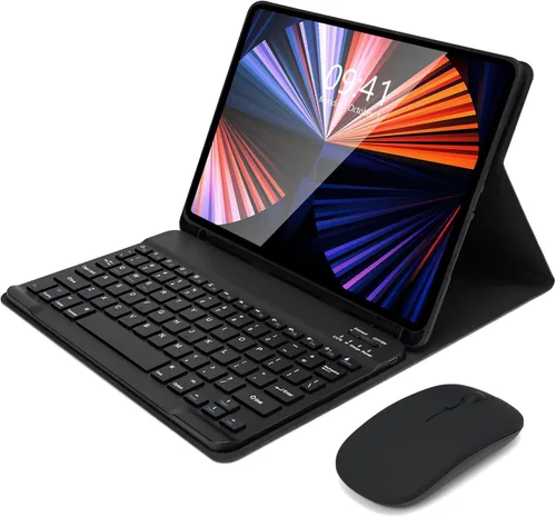Vista 20 de SOPPY Funda con teclado Bluetooth con mouse para iPad de 6ª/5ª generación, iPad Pro de 9.7 pulgadas, Air 1/2, teclado inalámbrico desmontable