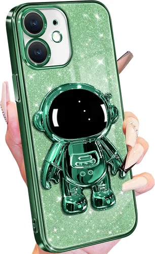 Vista 22 de Buleens Funda para iPhone 11 Pro Max Astronauta, Fundas Transparentes para iPhone 11 ProMax con Papel con Purpurina y Soporte de Astronauta, Mujeres